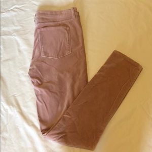 J. Crew Pink Velvet Skinny Jeans Barely Worn